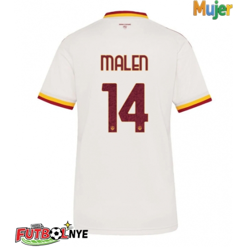 Camiseta AS Roma Donyell Malen #14 Visitante Equipación para mujer 2026-27 manga corta